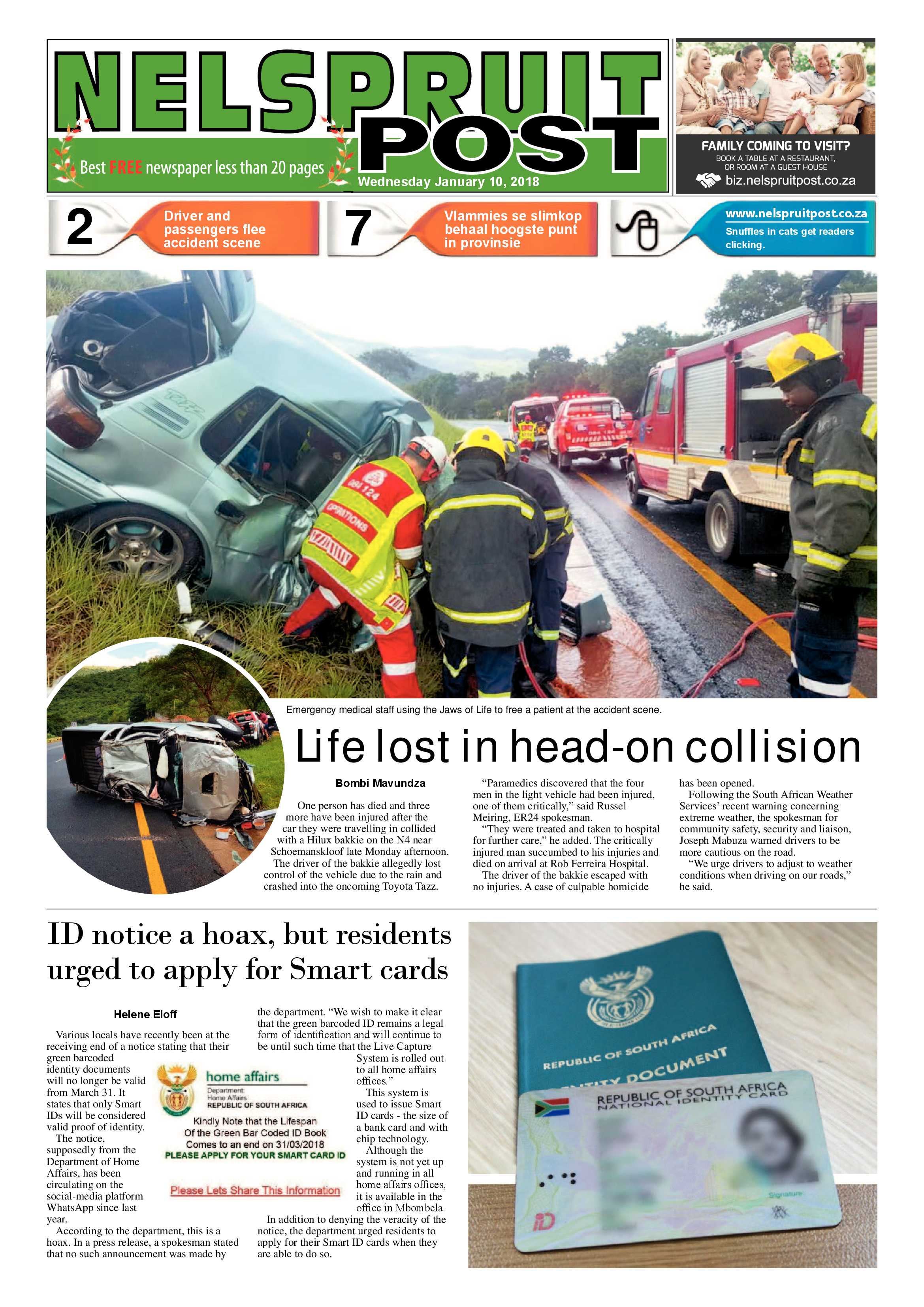 Nelspruit Post 10 January 2018 page 1