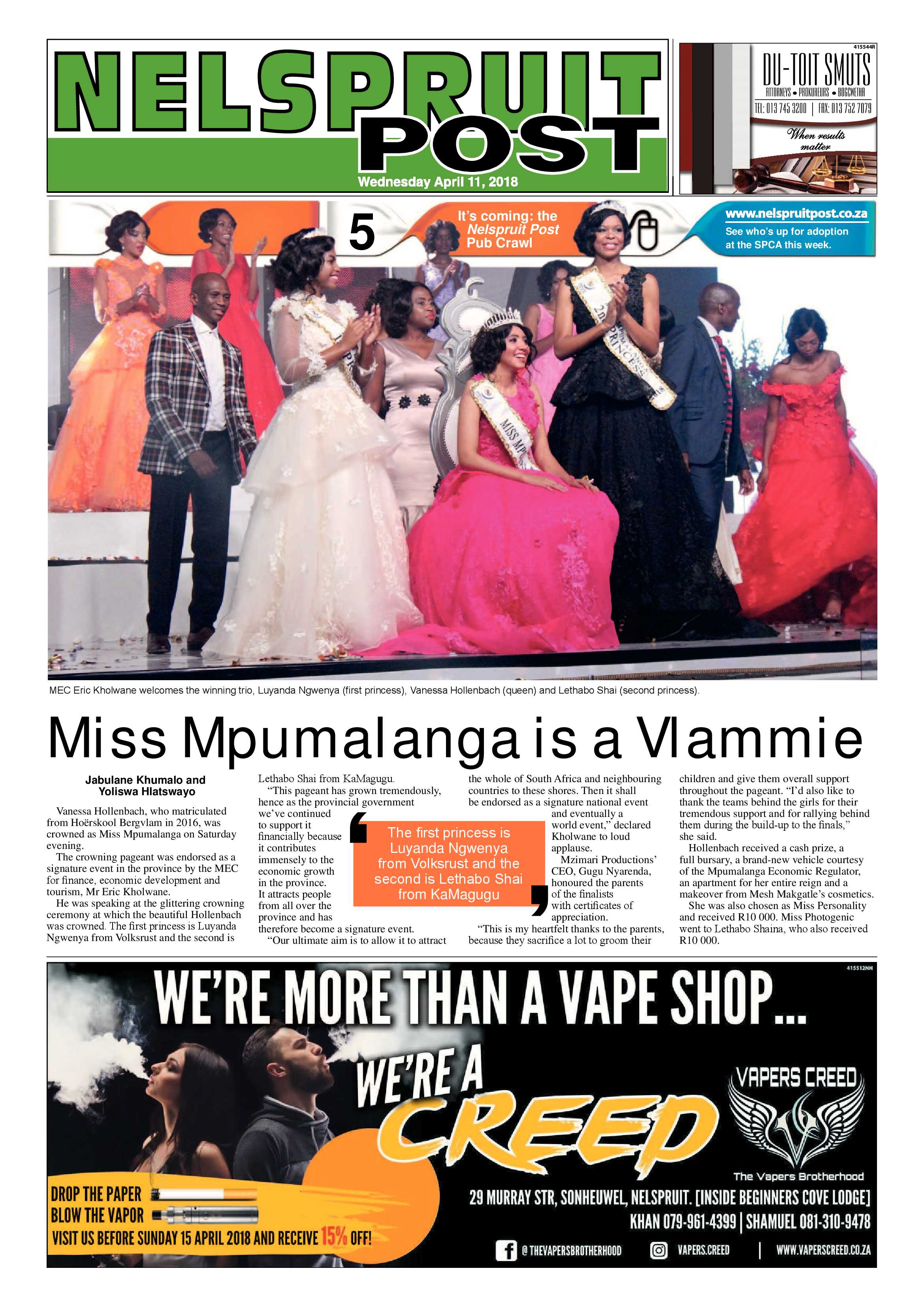 Nelspruit Post 11 April 2018 page 1