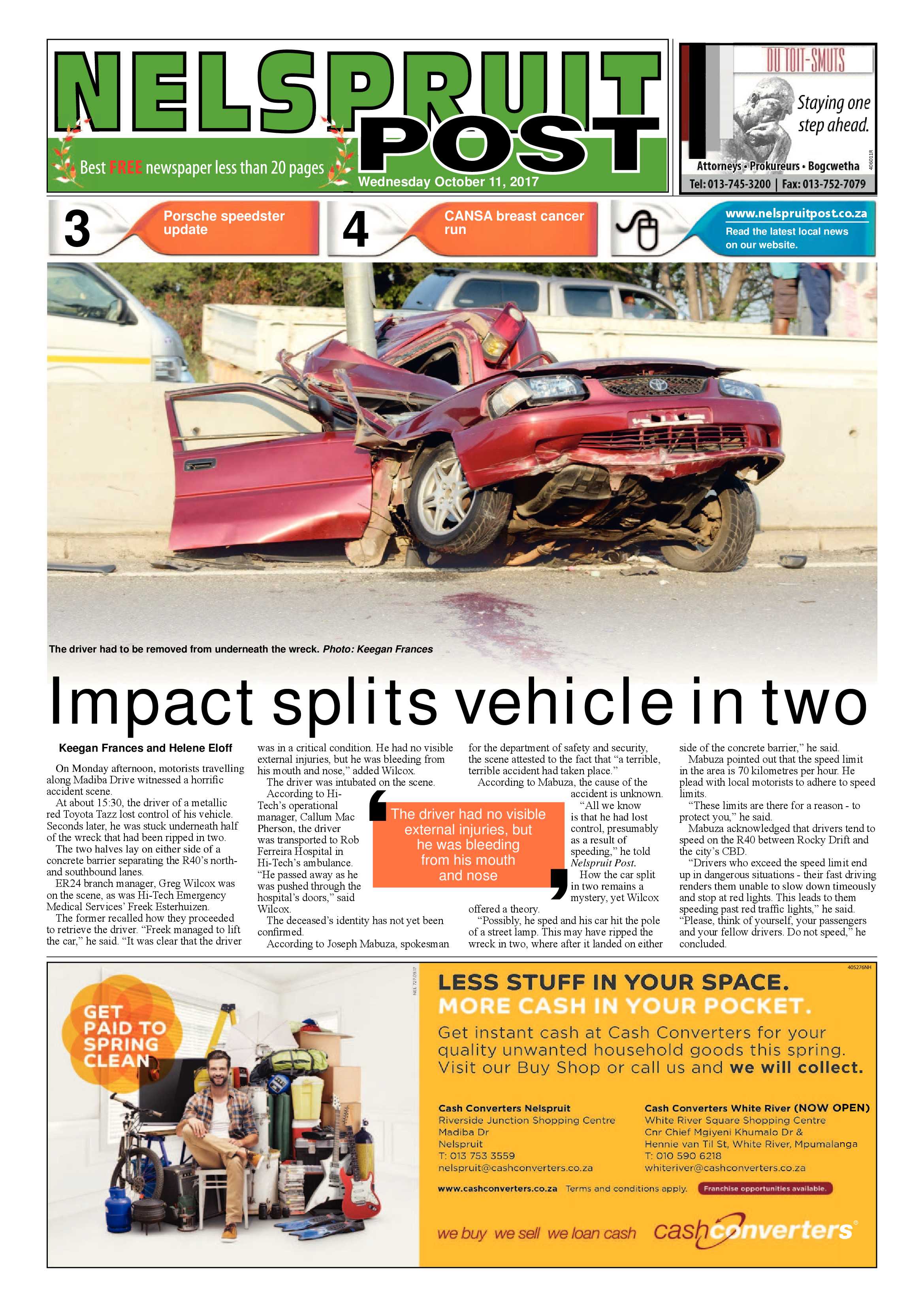 Nelspruit Post 11 October 2017 page 1