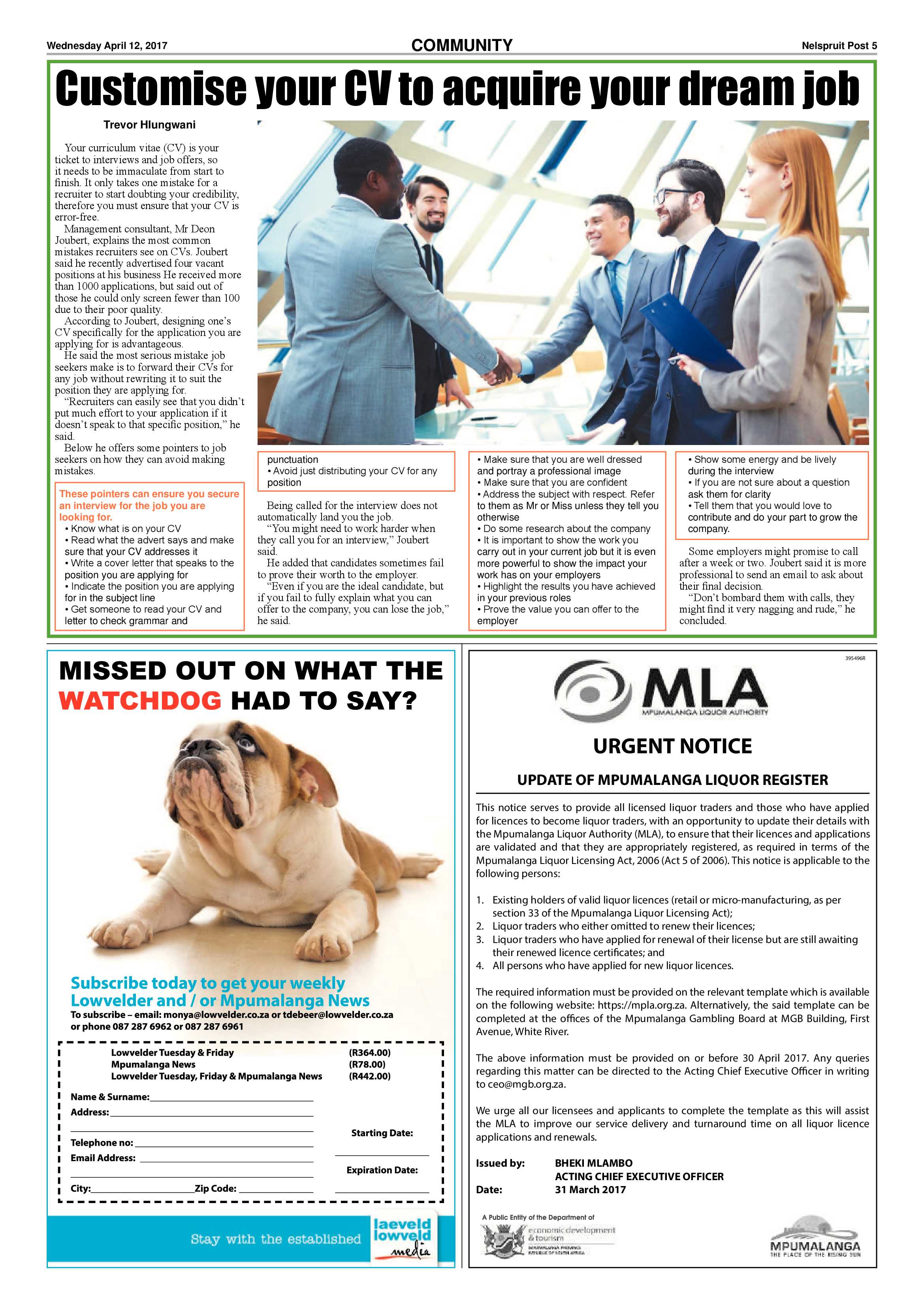 Nelspruit Post 12 April 2017 page 5