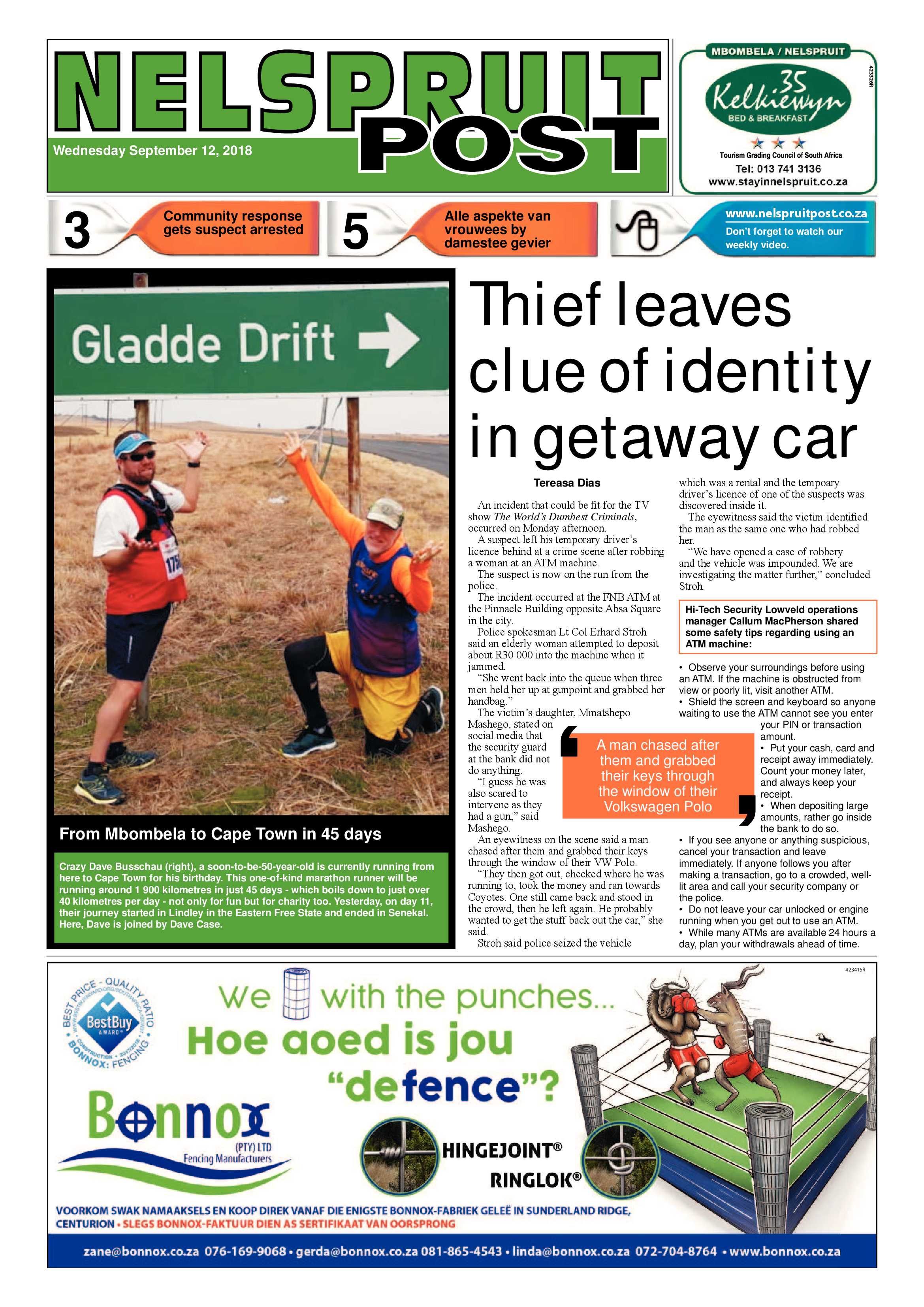 Nelspruit Post 12 September 2018 page 1