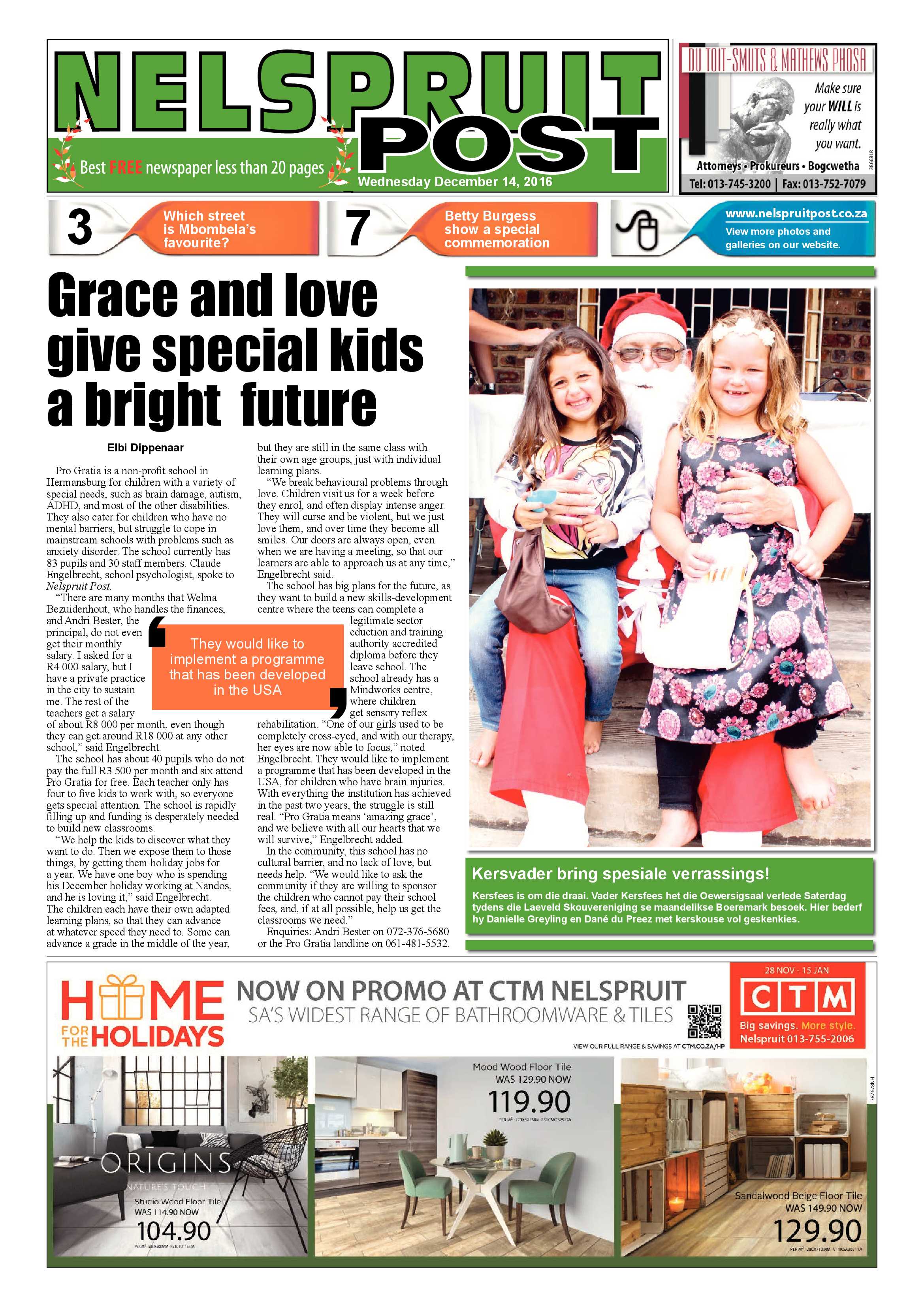 Nelspruit Post 14 December 2016 page 1