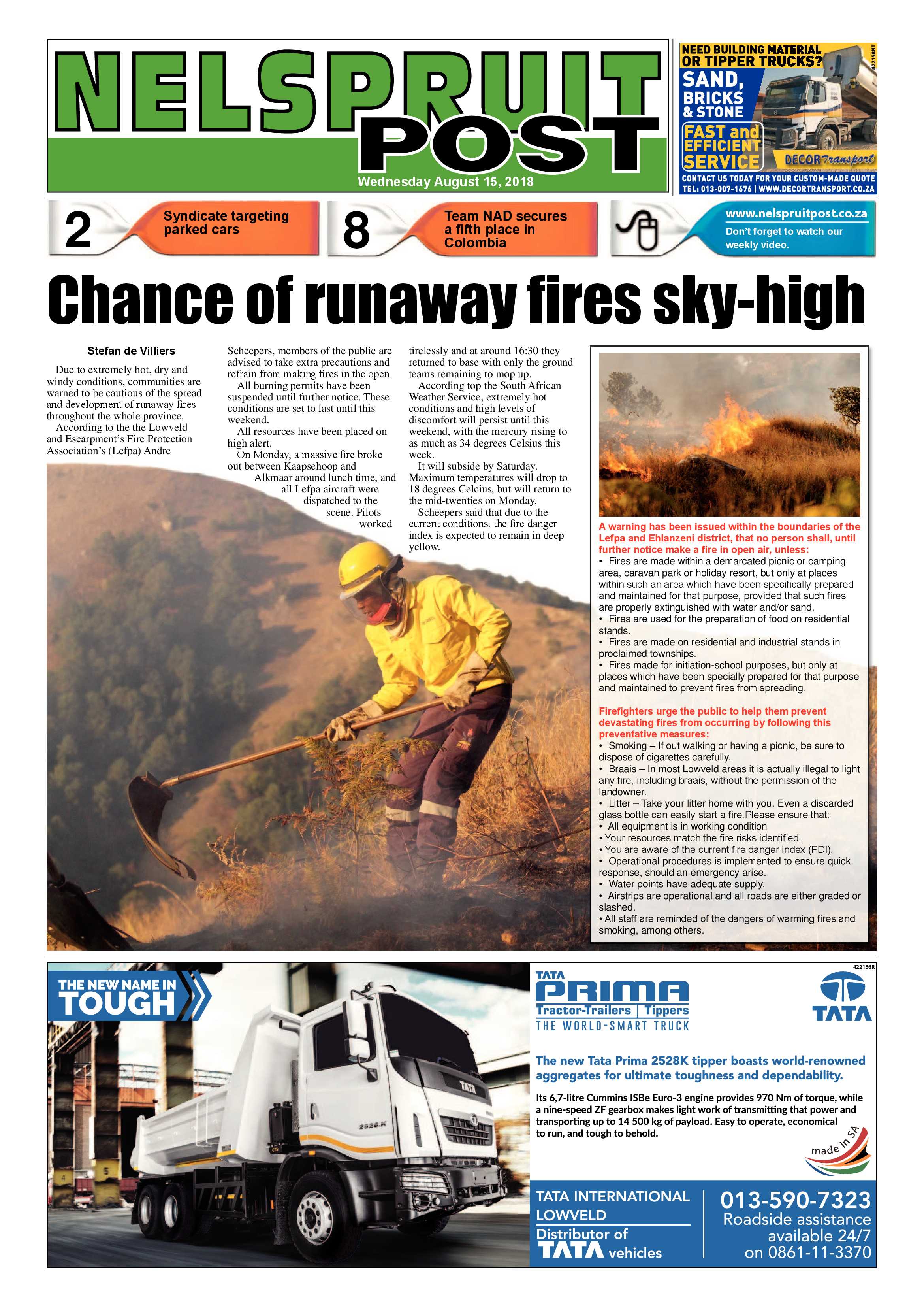 Nelspruit Post 15 August 2018 page 1