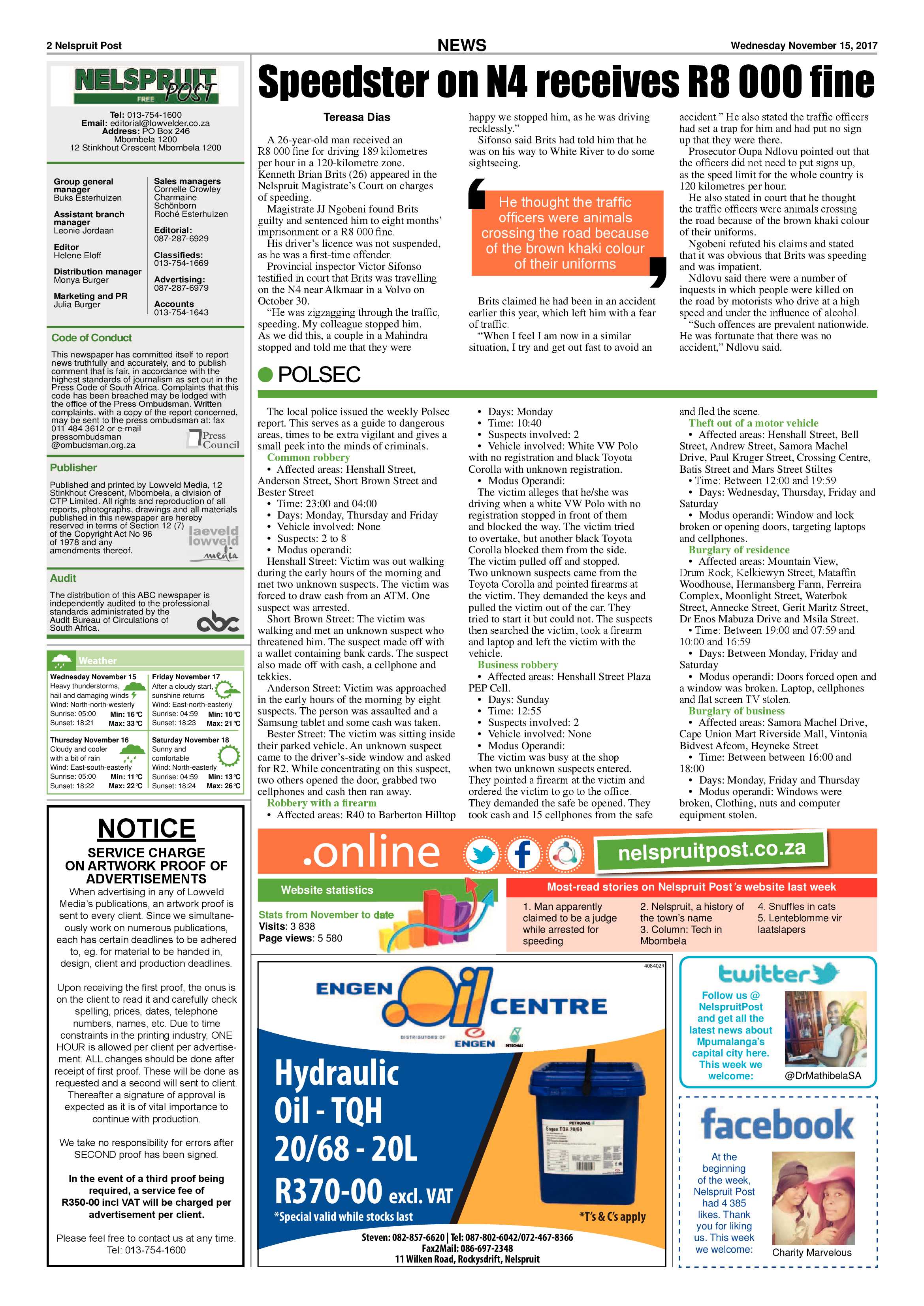 Nelspruit Post 15 November 2018 page 2