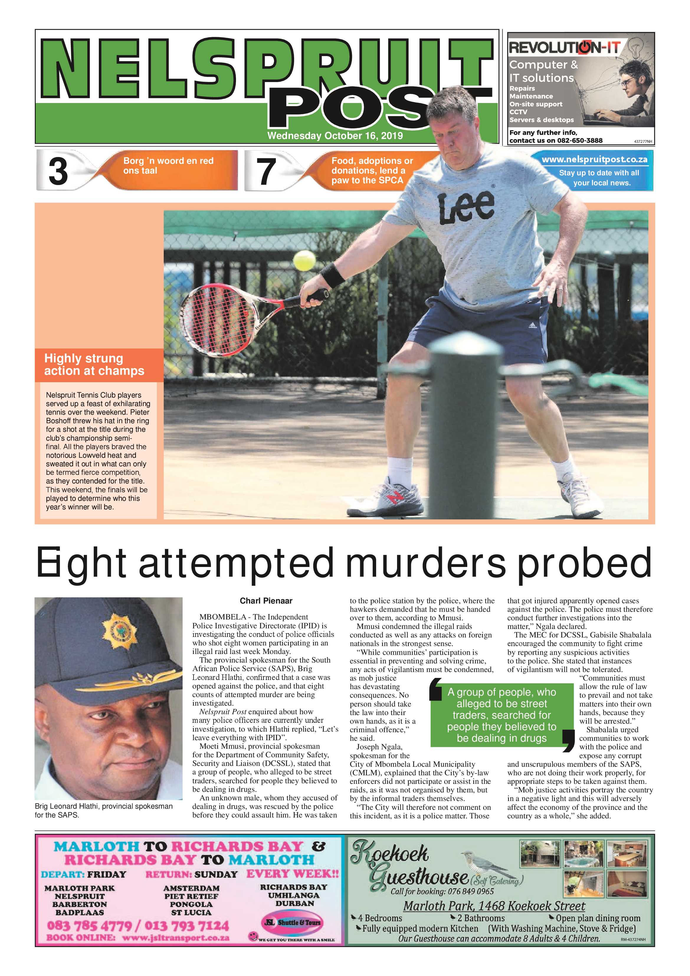Nelspruit Post 16 October 2019 page 1