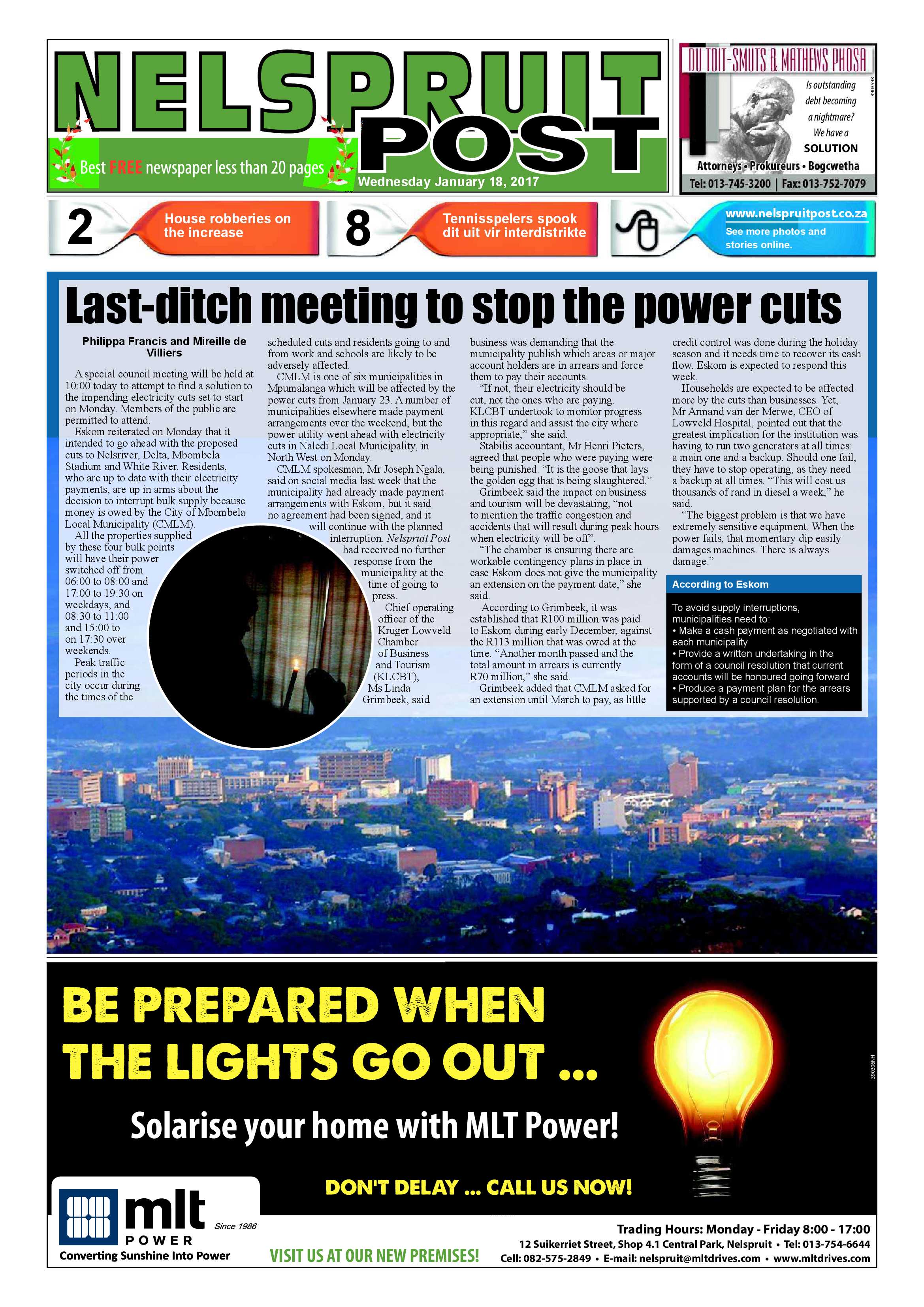 Nelspruit Post 18 January 2016 page 1
