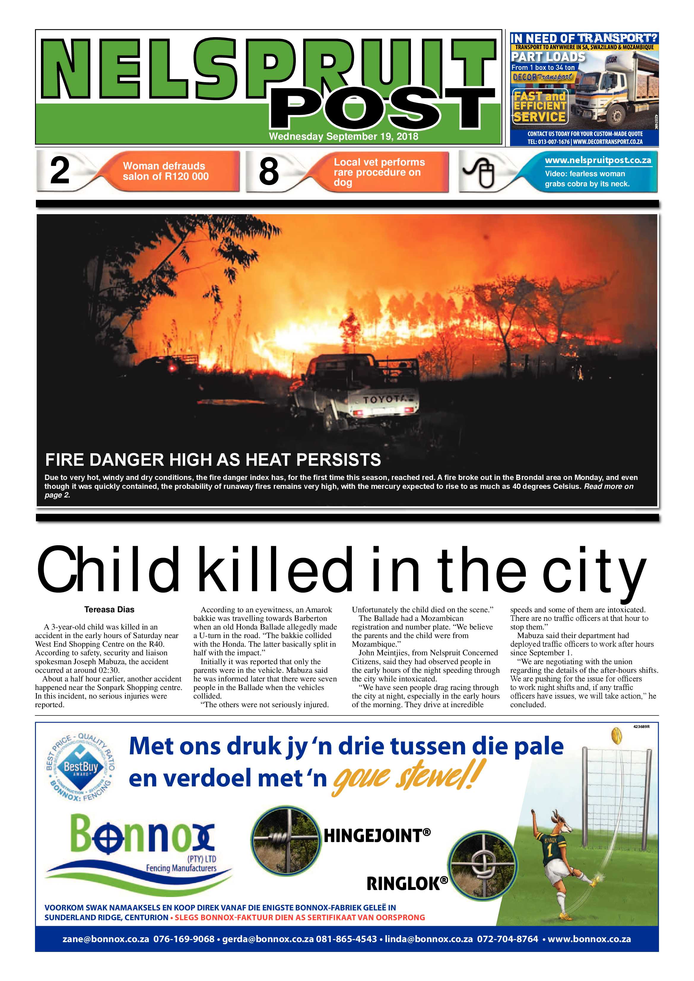 Nelspruit Post 19 September 2018 page 1