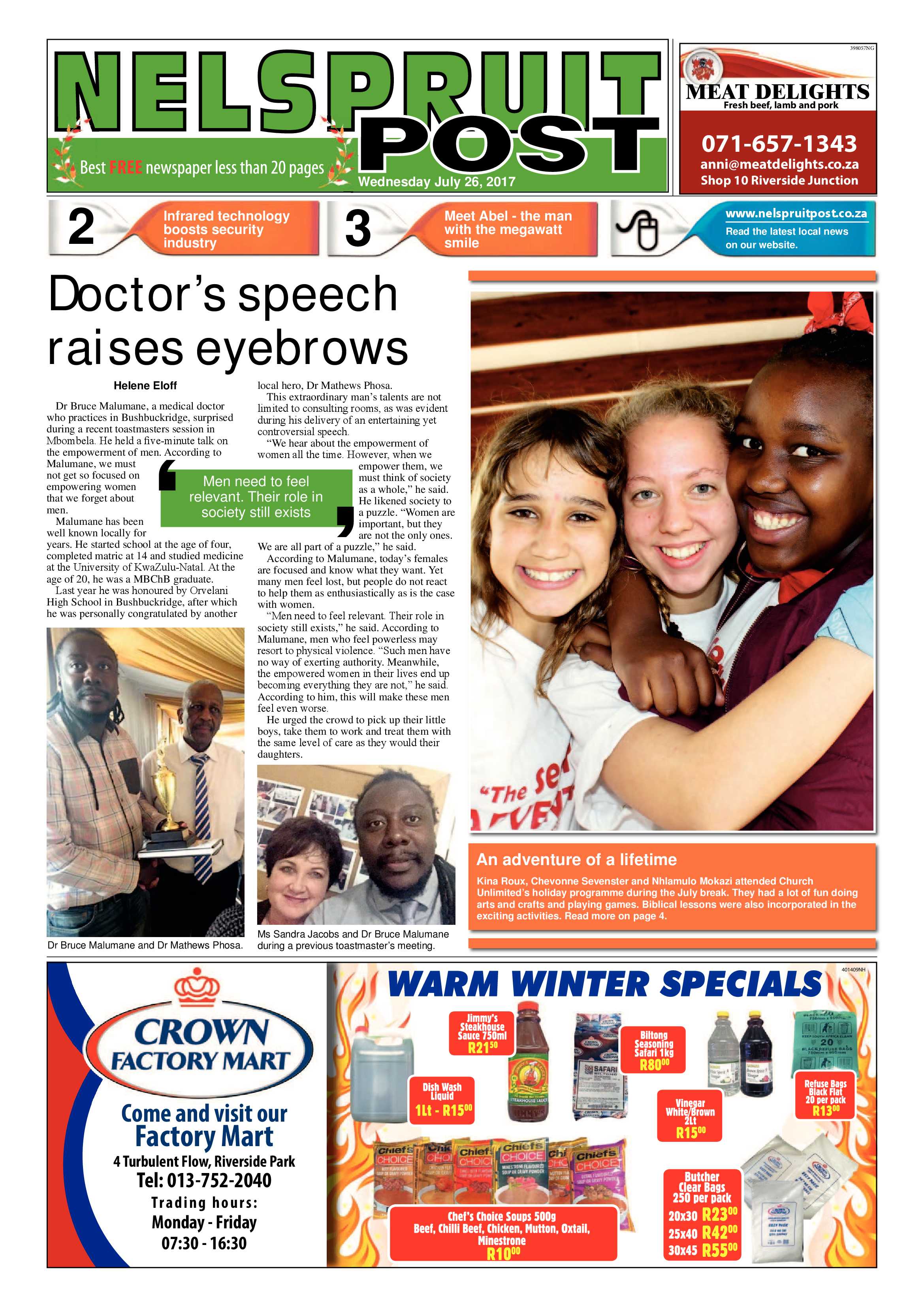 Nelspruit Post 26 July 2017 page 1
