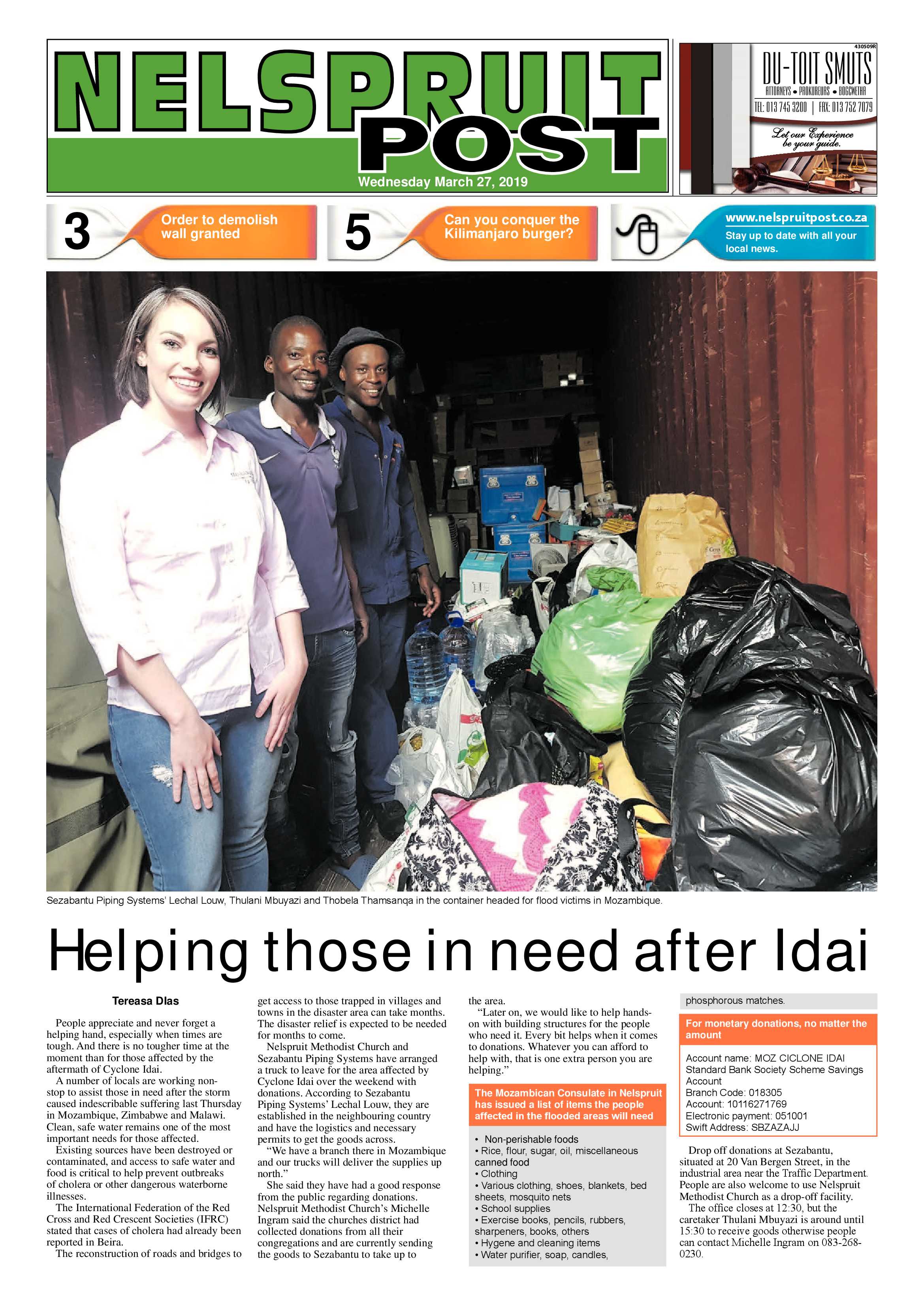 Nelspruit Post 26 March 2019 page 1