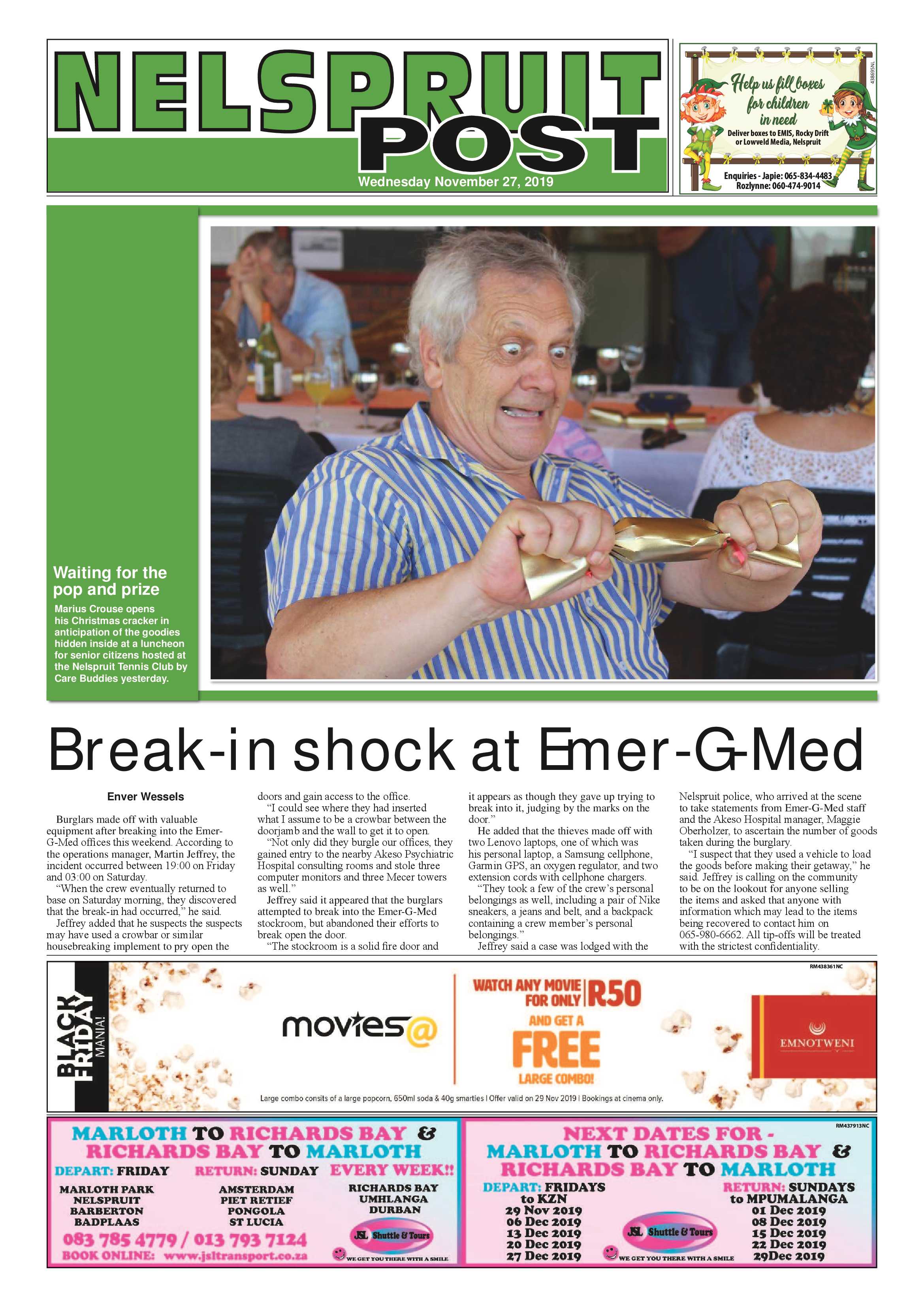 Nelspruit Post 27 November 2019 page 1