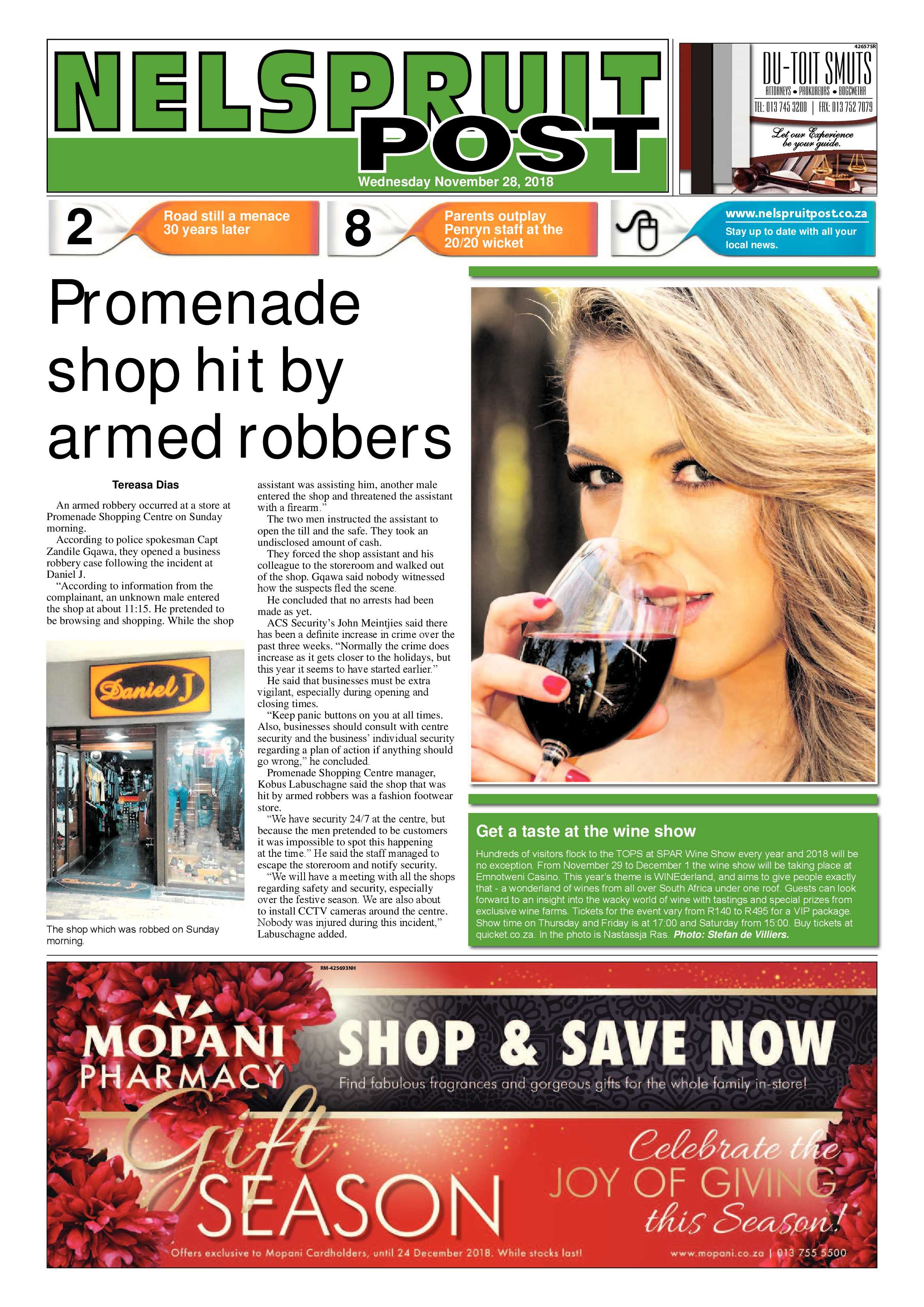 Nelspruit Post 28 November 2018 page 1