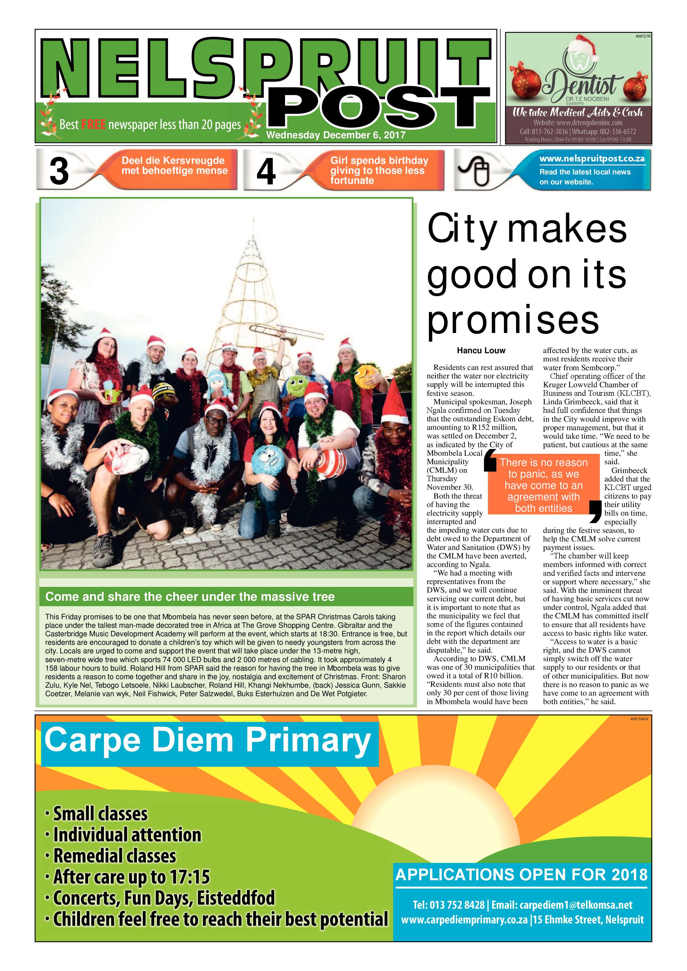 Nelspruit Post 6 December 2017 page 1