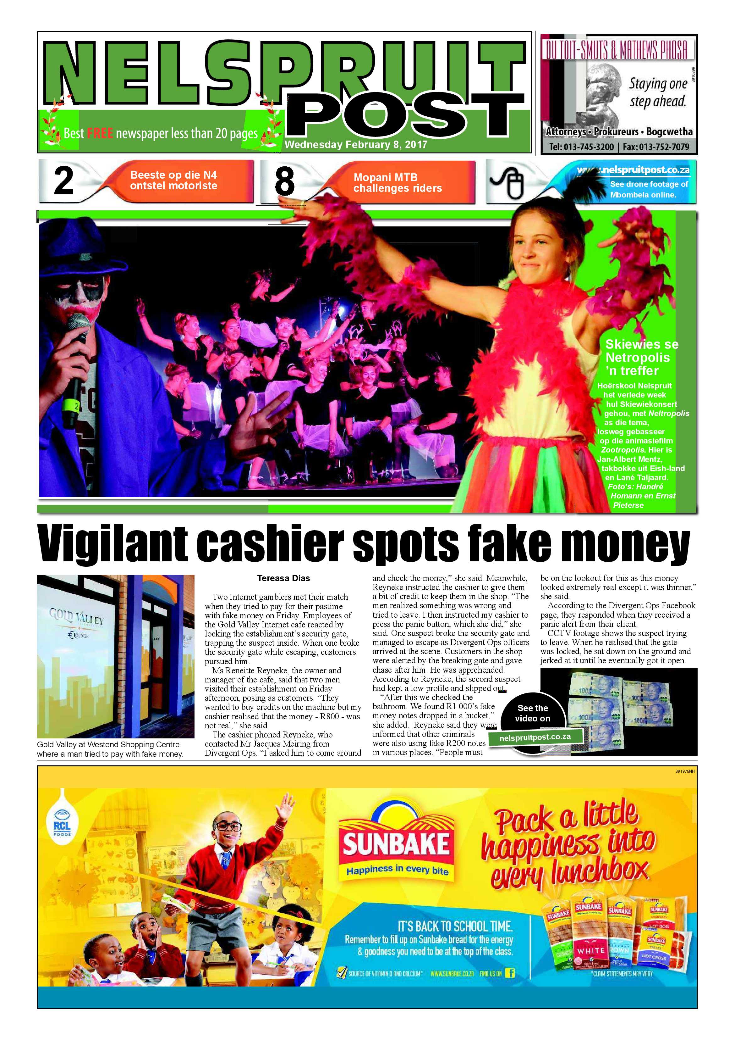 Nelspruit Post 8 February 2017 page 1