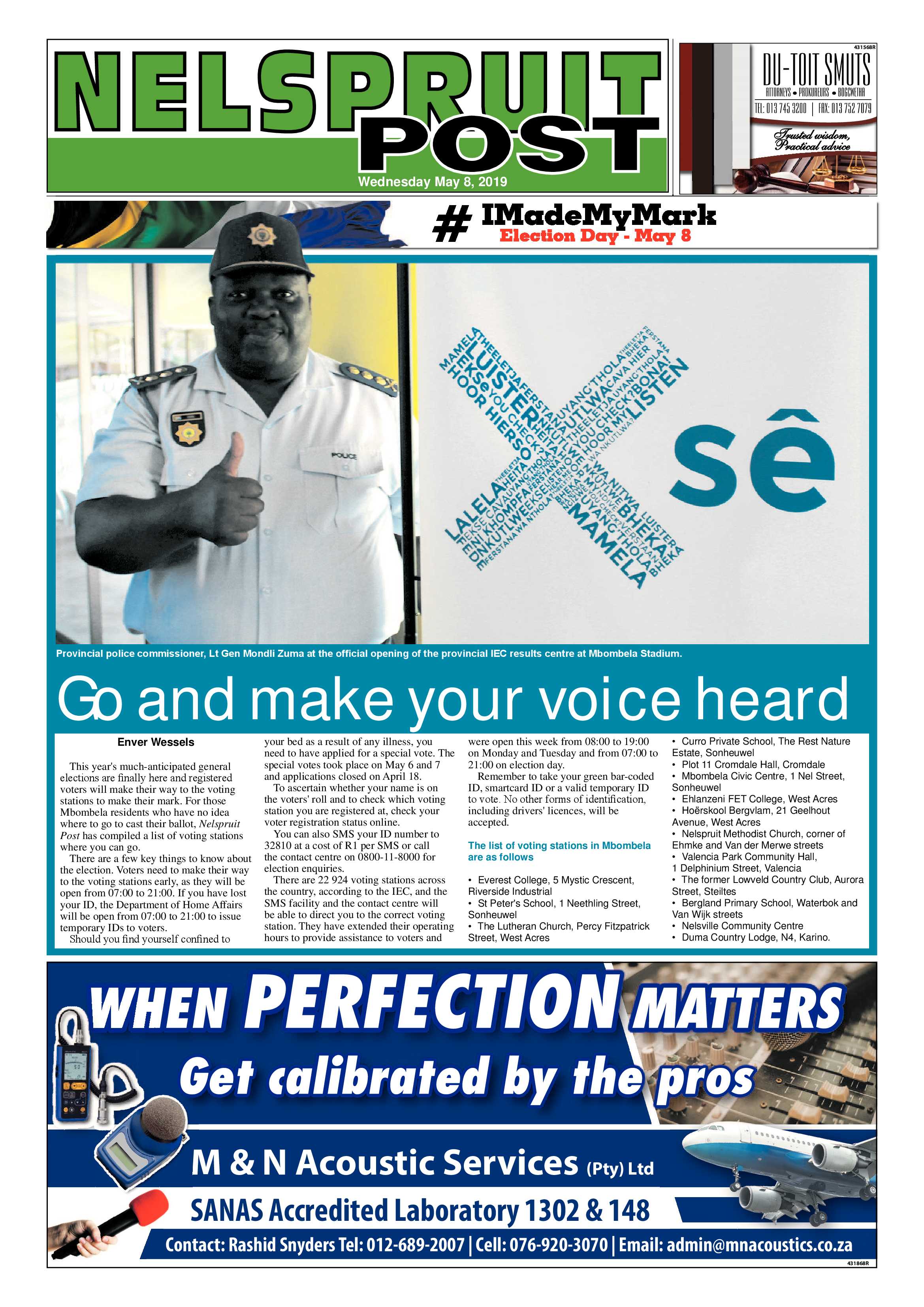 Nelspruit Post 8 May 2019 page 1