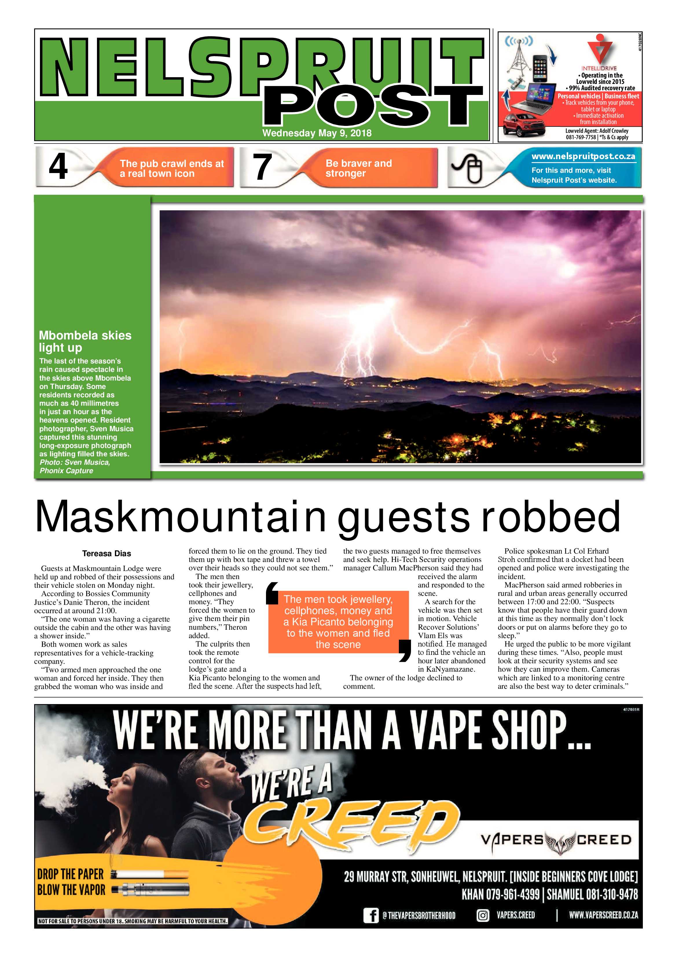 Nelspruit Post 9 May 2018 page 1